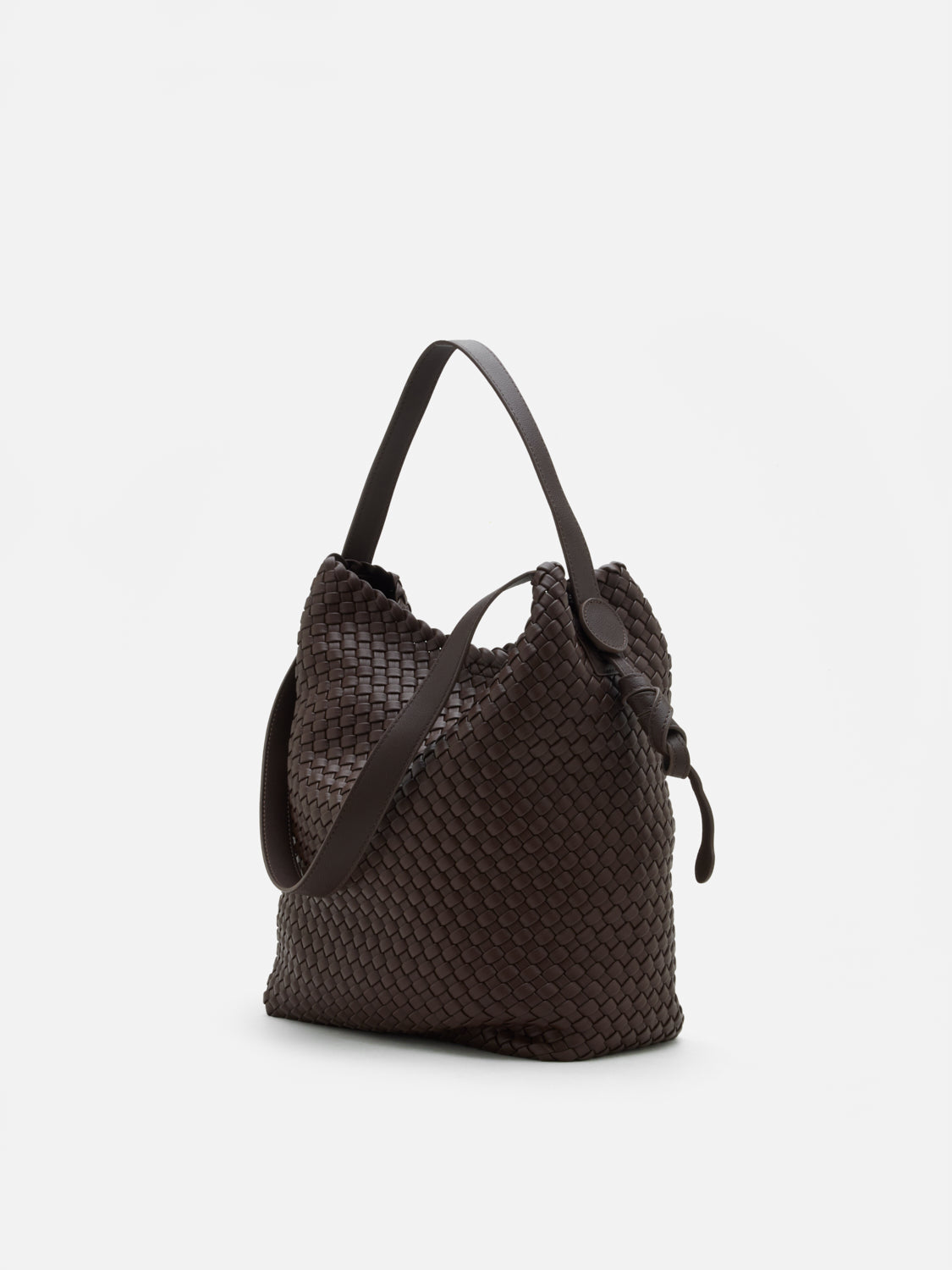 PAZZION, Cara Woven Bag, Dark Brown