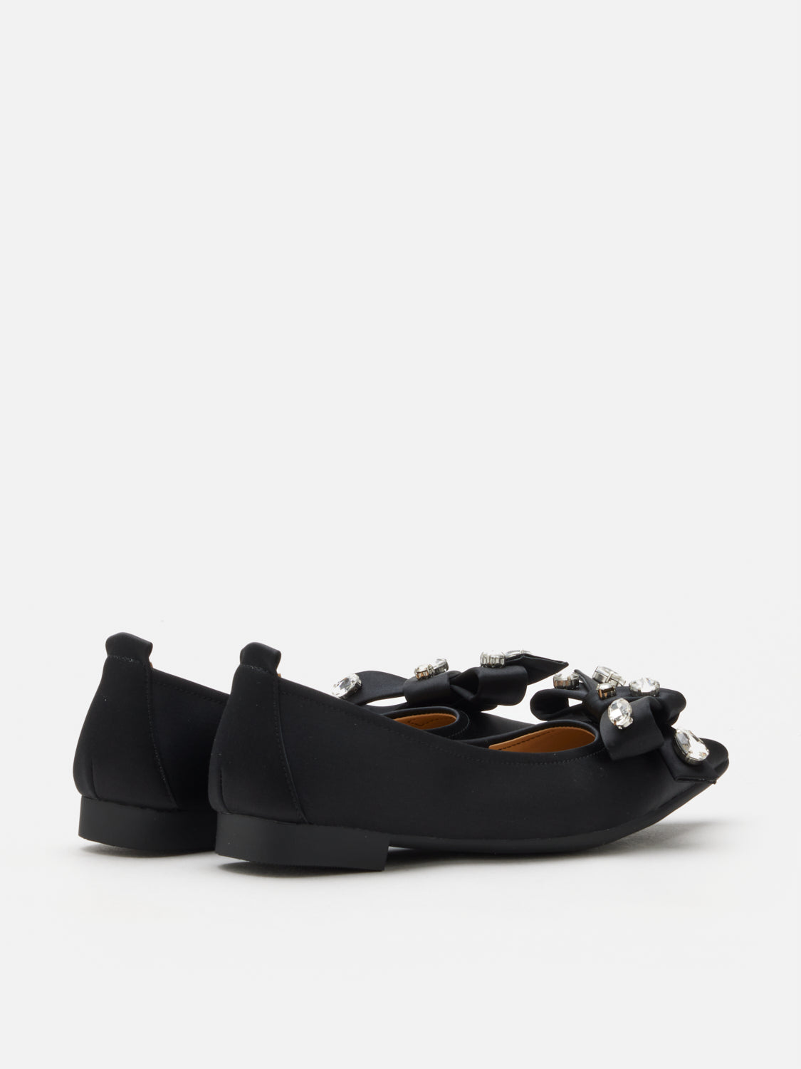 PAZZION, Carine Diamante Embellished Silk Flats, Black