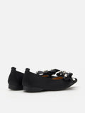 PAZZION, Carine Diamante Embellished Silk Flats, Black