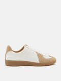 PAZZION, Caryn Lace Up Low Top Sneakers, Almond
