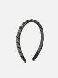 PAZZION, Casey Crystal Embellished Twisted Hair Band, Pewter