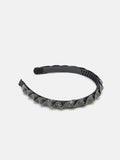 PAZZION, Casey Crystal Embellished Twisted Hair Band, Pewter