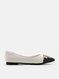 PAZZION, Catiana Studded Pointed Toe Flats, Beige