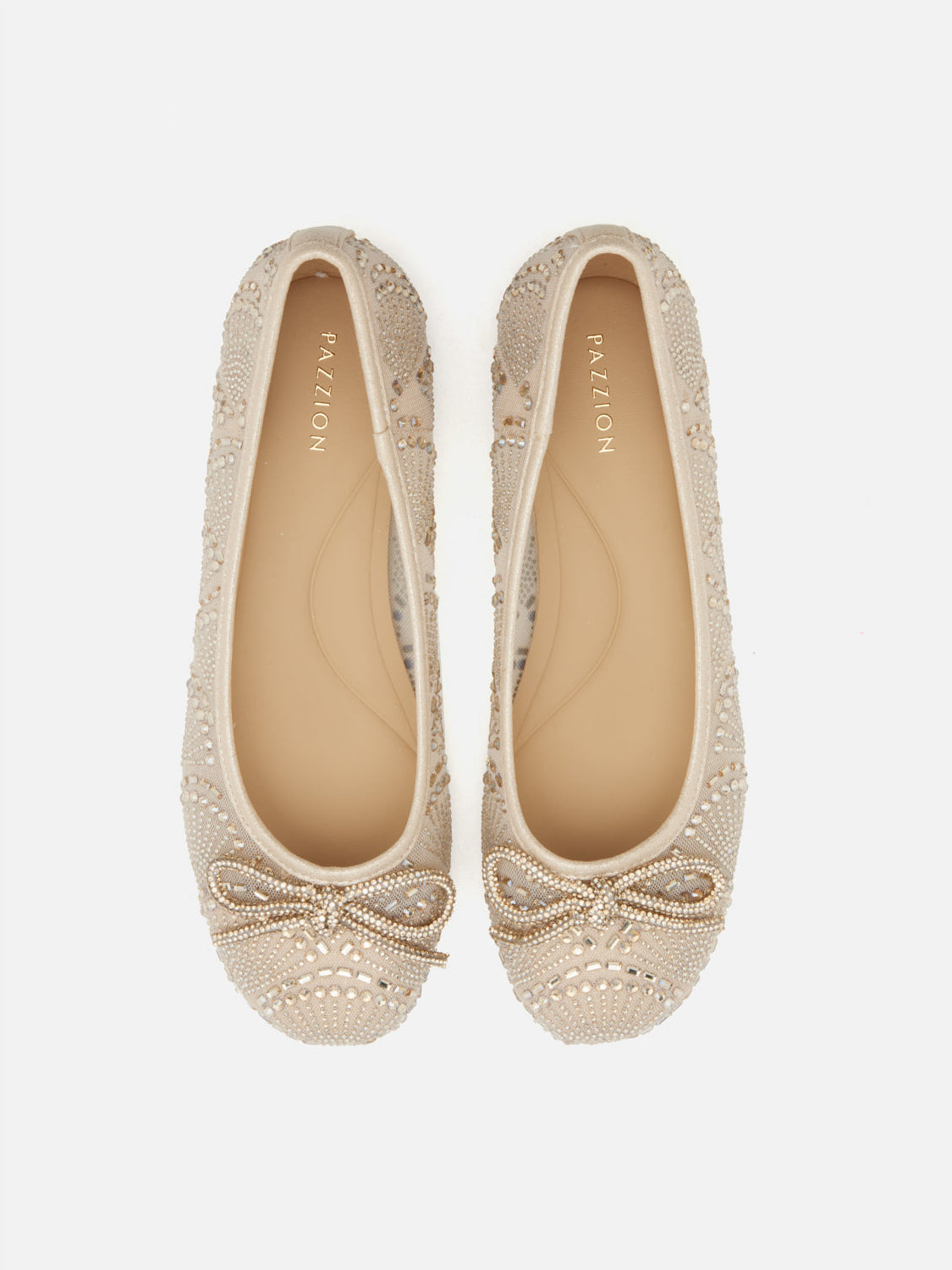 PAZZION, Celeska Crystal Bow Flats, Almond
