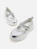 PAZZION, Celeste Bow Mary Jane Sneakers, Silver