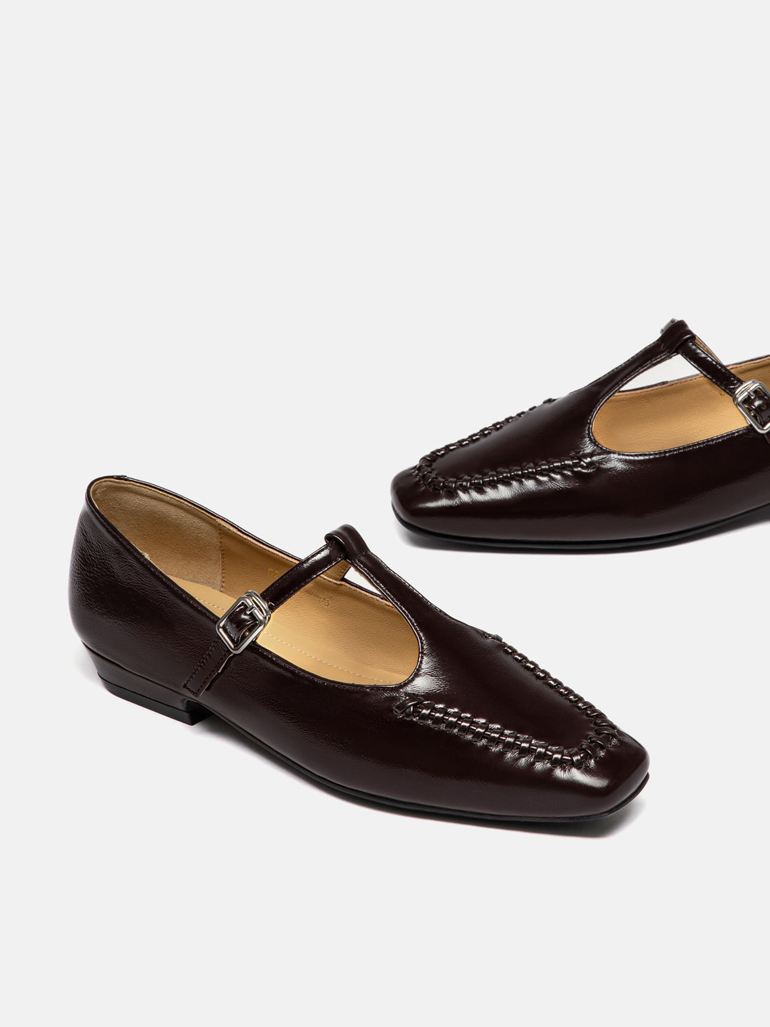 PAZZION, Cerelynn Buckled T-bar Leather Mary Janes, Wine