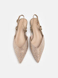 PAZZION, Cindy Crystal Embellished Slingback Ballet Flats, Champagne