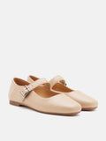 PAZZION, Clarke Leather Buckled MaryJanes, Almond