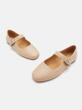 PAZZION, Clarke Leather Buckled MaryJanes, Almond