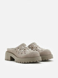 PAZZION, Collette Suede Embellished Clog Mules, Grey