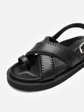 PAZZION, Constance Stitched Slingback Sandals, Black