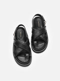 PAZZION, Constance Stitched Slingback Sandals, Black