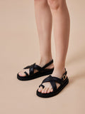 PAZZION, Constance Stitched Slingback Sandals, Black