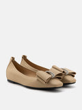 Cora Bow Square-Toe Covered Flats
