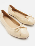 PAZZION, Cosette Patent Bow Ballet Flats, Almond