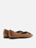 PAZZION, Daeva Silver Buckle Flats, Brown