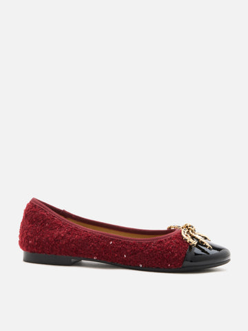 Daisy Tweed Toe Cap Bow Flats