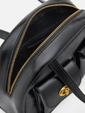 PAZZION, Danica Leather Bowling Bag, Black