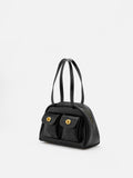 PAZZION, Danica Leather Bowling Bag, Black