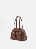 PAZZION, Danica Leather Bowling Bag, Darkbrown