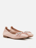 PAZZION, Daphne Diamante Embellished Bow Flats, Pink