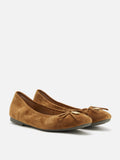 PAZZION, Daria Accented Suede Bow Flats, Brown