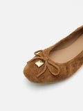 PAZZION, Daria Accented Suede Bow Flats, Brown