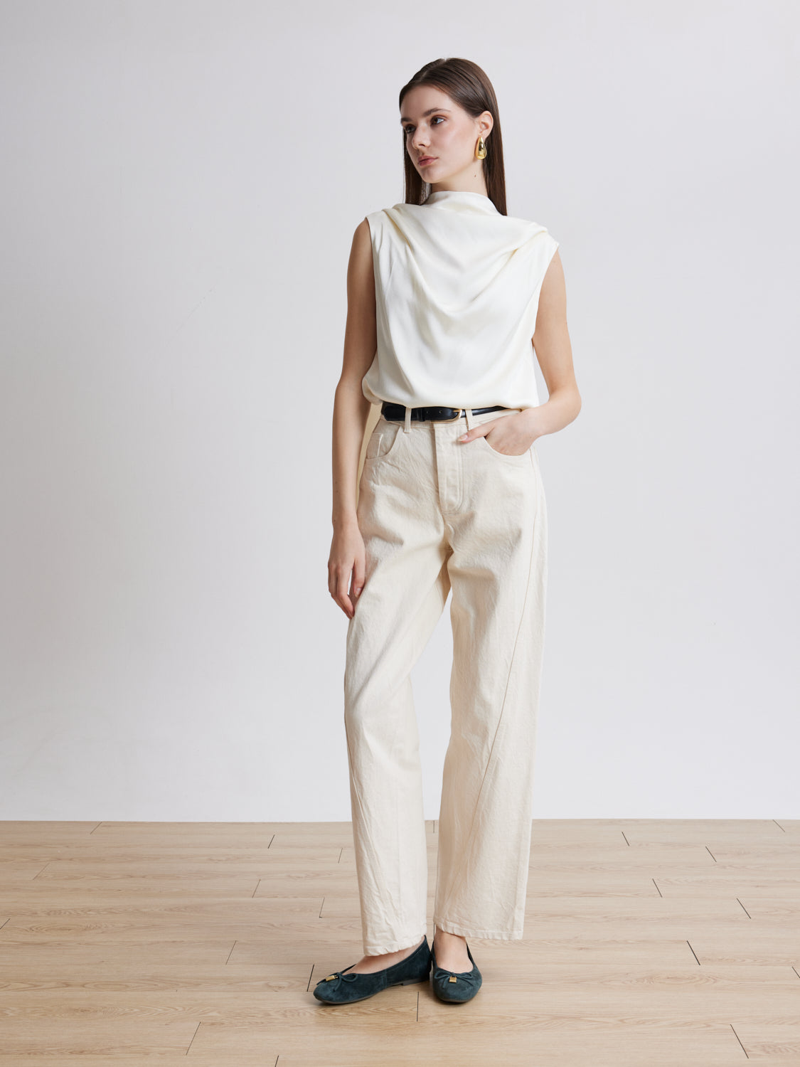 PAZZION, Daria Accented Suede Bow Flats, Green