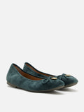 PAZZION, Daria Accented Suede Bow Flats, Green