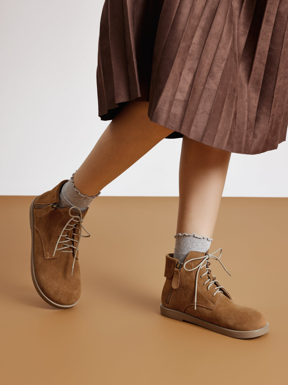 PAZZION, Darla Suede Ankle Boots, Brown
