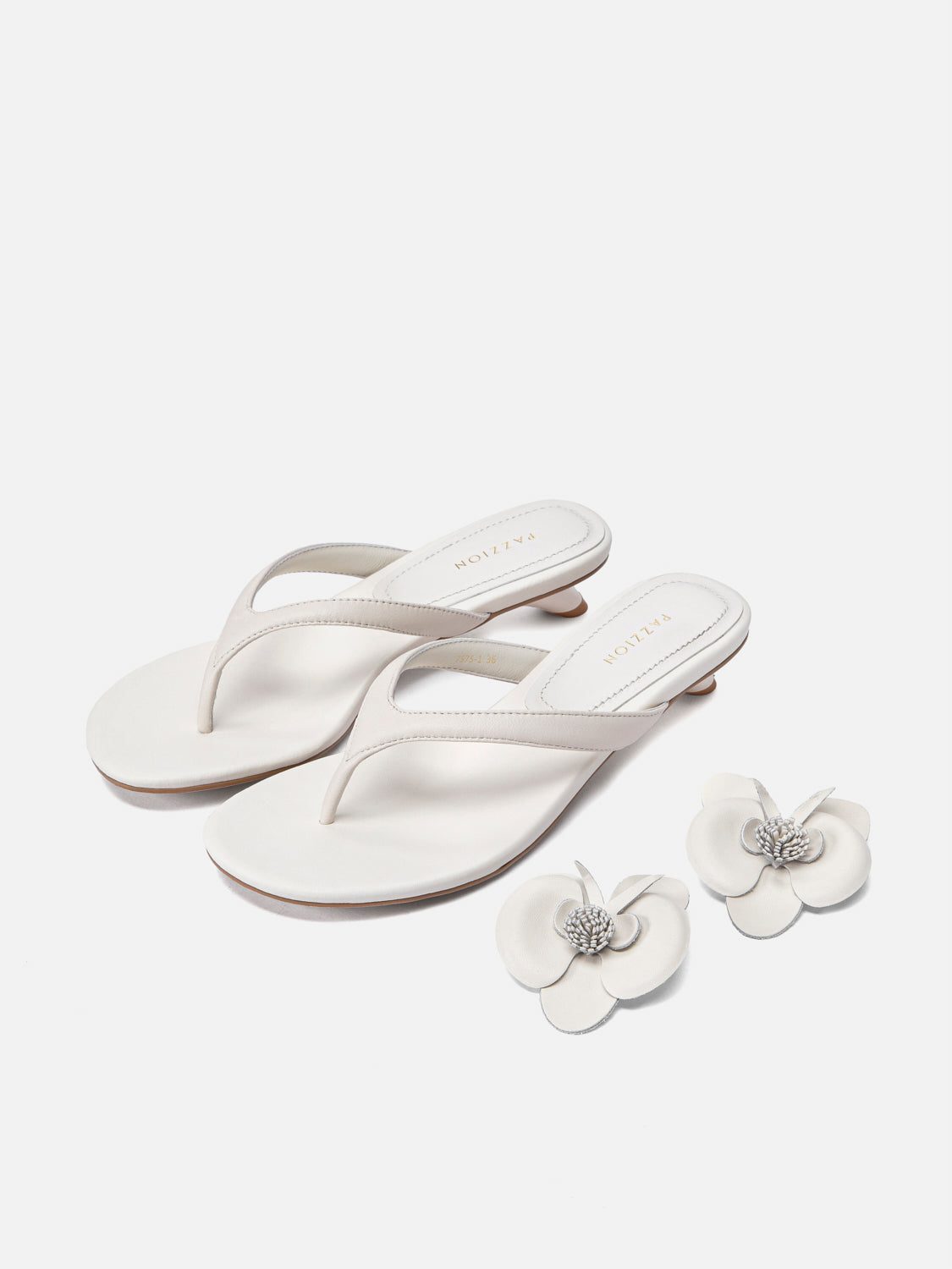 PAZZION, Davielle Orchid Leather Sandal Heels, Beige