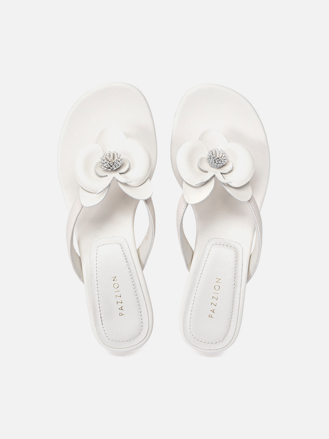 PAZZION, Davielle Orchid Leather Sandal Heels, Beige