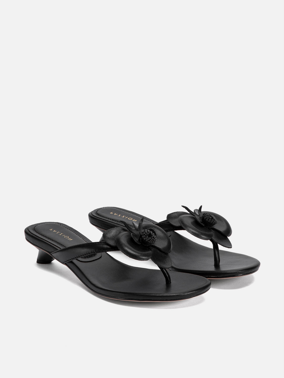 PAZZION, Davielle Orchid Leather Sandal Heels, Black