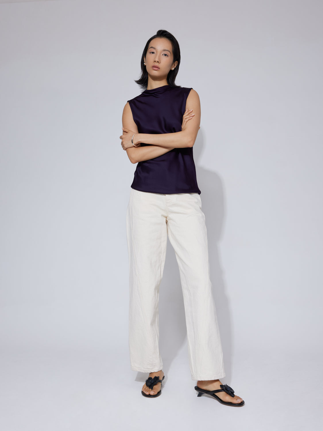 PAZZION, Davielle Orchid Leather Sandal Heels, Black