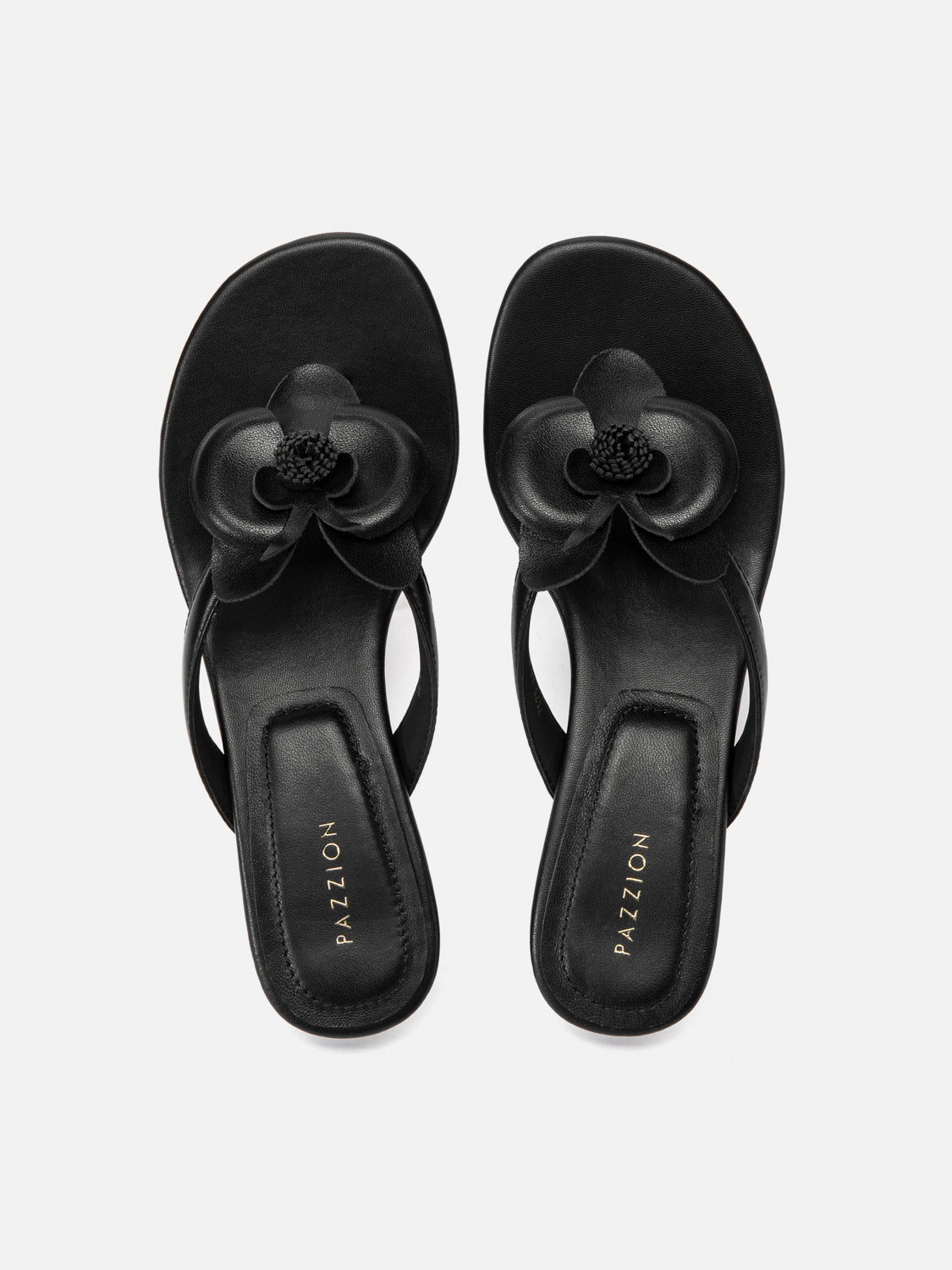 PAZZION, Davielle Orchid Leather Sandal Heels, Black