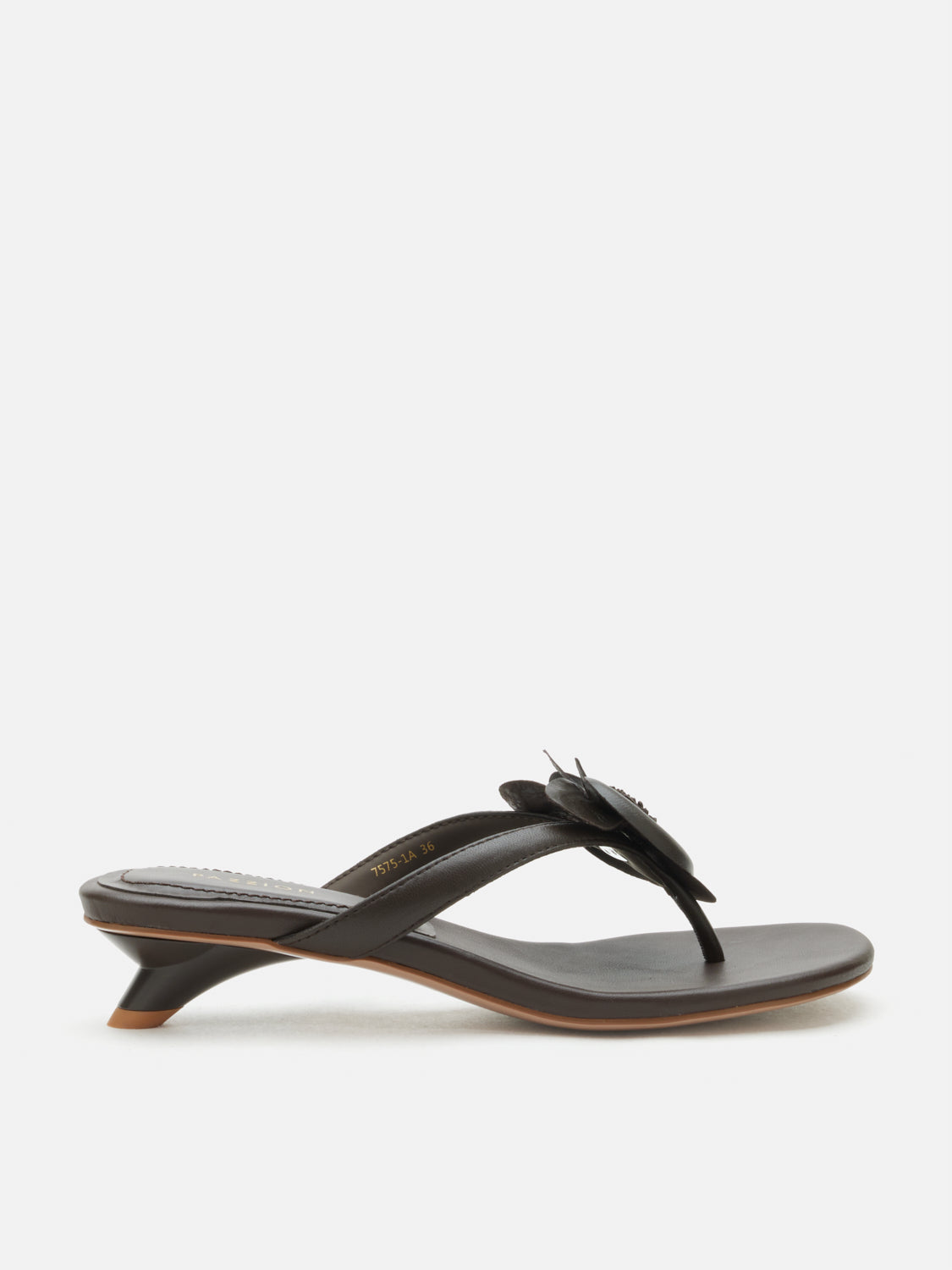 PAZZION, Davielle Orchid Leather Sandal Heels, Darkbrown