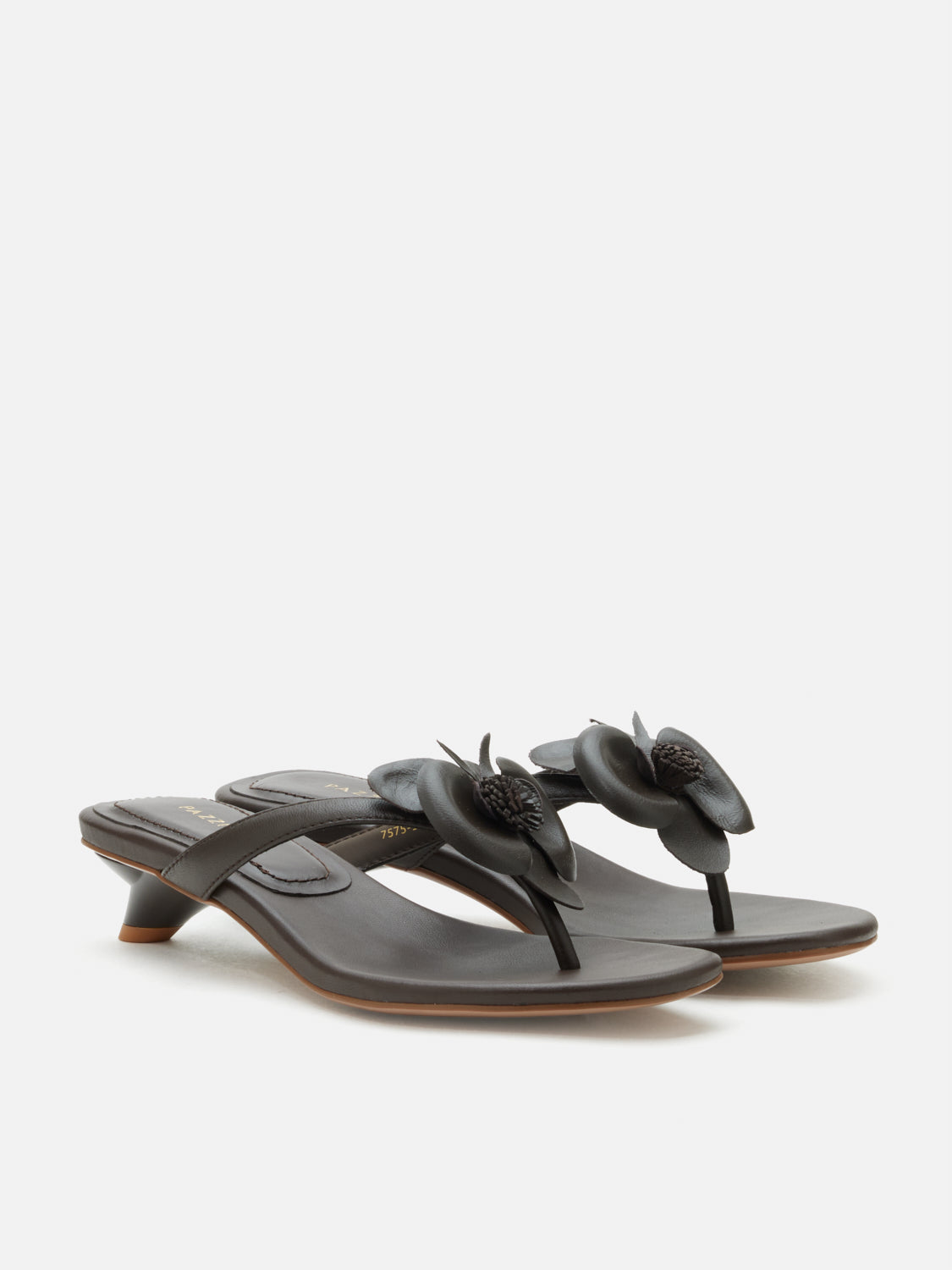 PAZZION, Davielle Orchid Leather Sandal Heels, Darkbrown