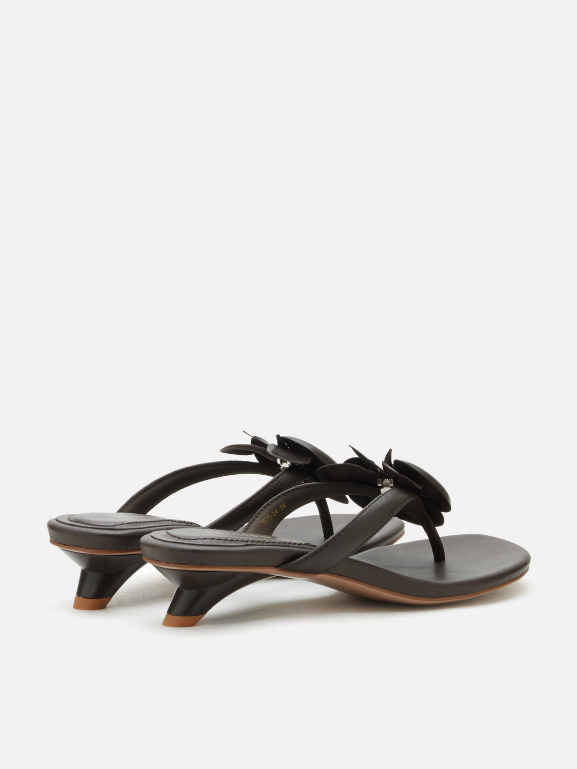 PAZZION, Davielle Orchid Leather Sandal Heels, Darkbrown