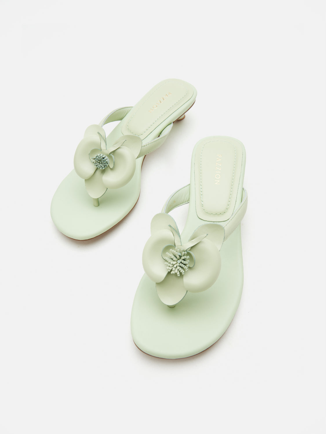 PAZZION, Davielle Orchid Leather Sandal Heels, Lightgreen