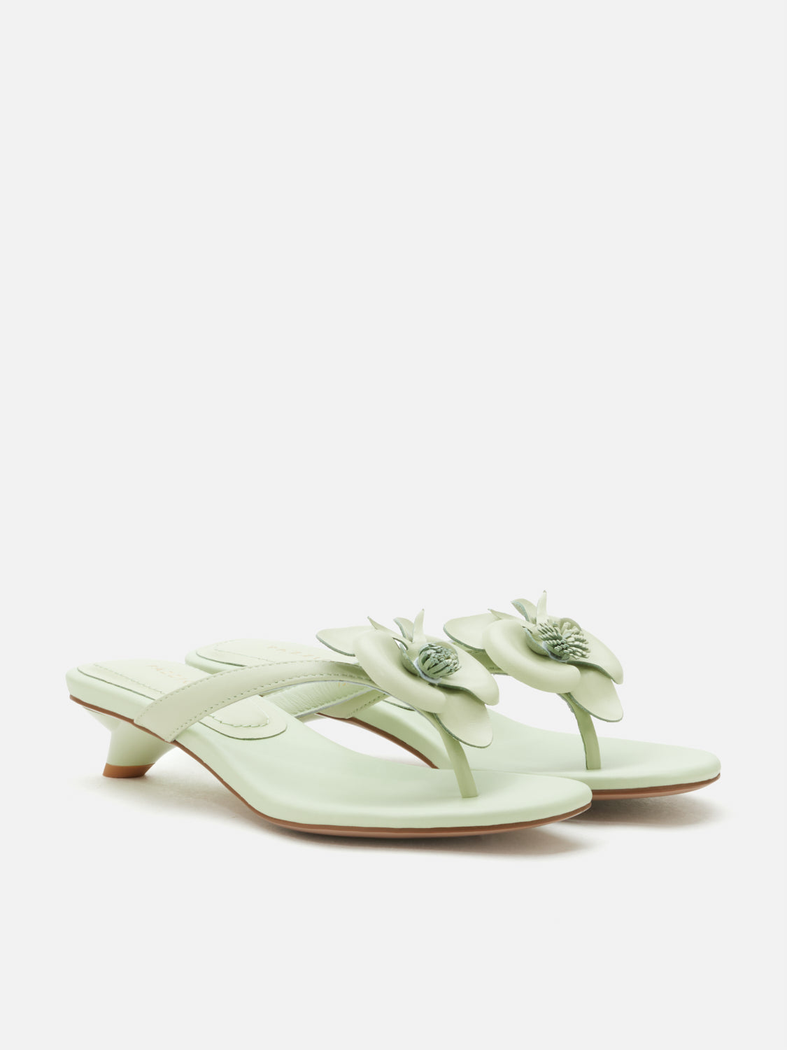 PAZZION, Davielle Orchid Leather Sandal Heels, Lightgreen