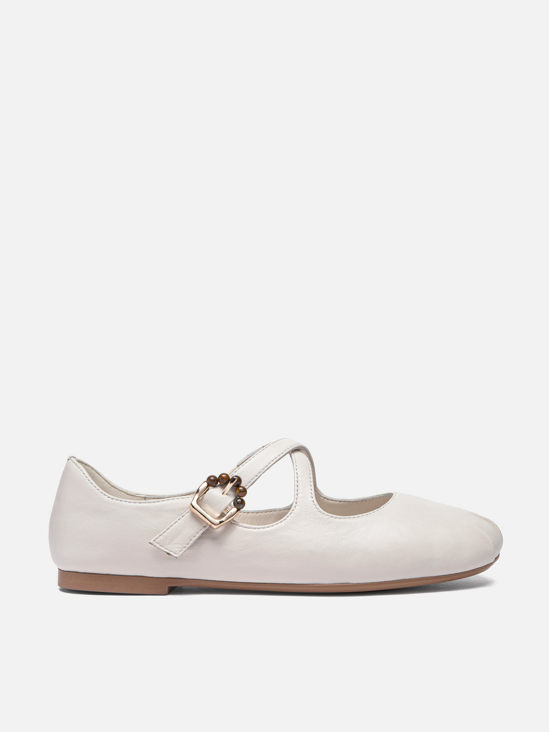 PAZZION, Delaney Criss Cross Leather Mary Janes - Beige, Beige
