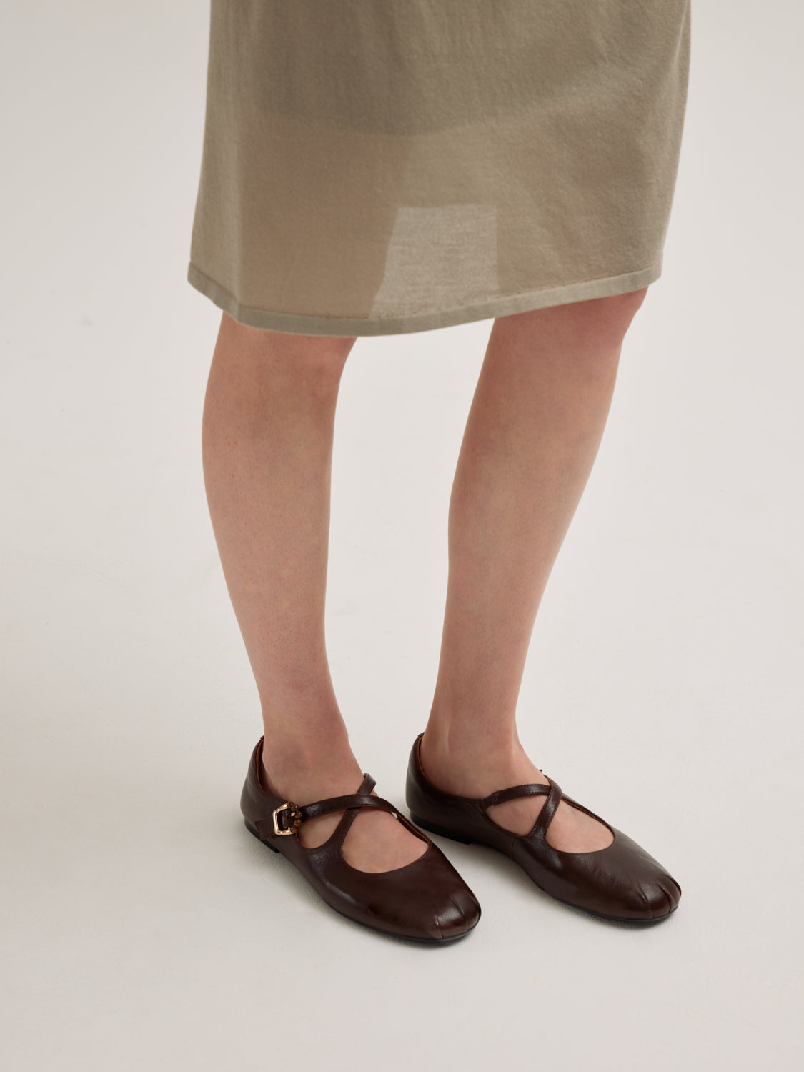 PAZZION, Delaney Criss Cross Leather Mary Janes - Dark Brown, Brown