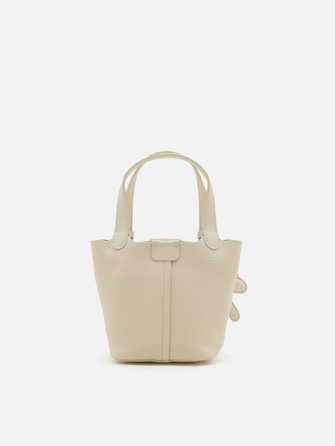 PAZZION, Delaney Leather Charmed Bucket Bag, Beige