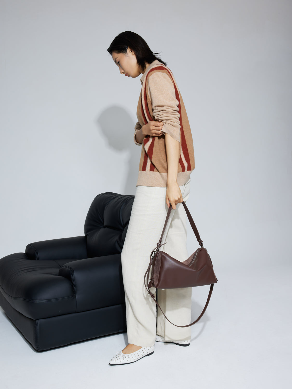 PAZZION, Delivienne Shoulder Bag, Darkbrown