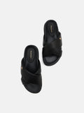 PAZZION, Della Slip On Slide Sandals, Black