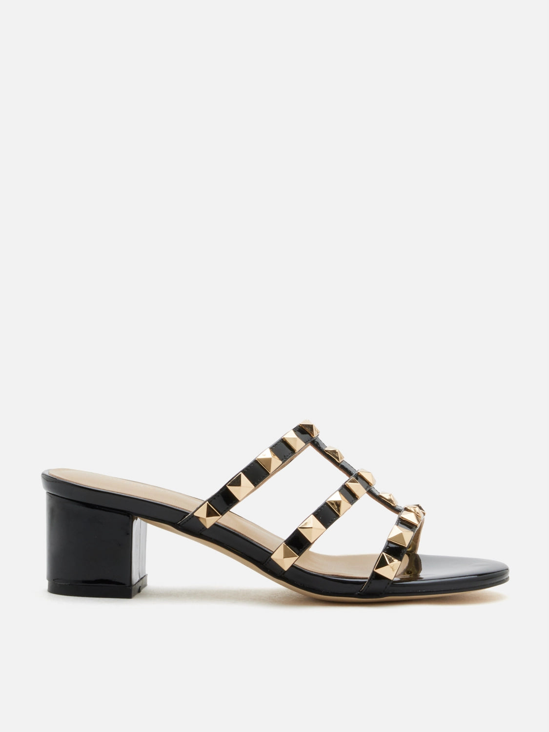 PAZZION, Dion Studded Slide Sandals, Black
