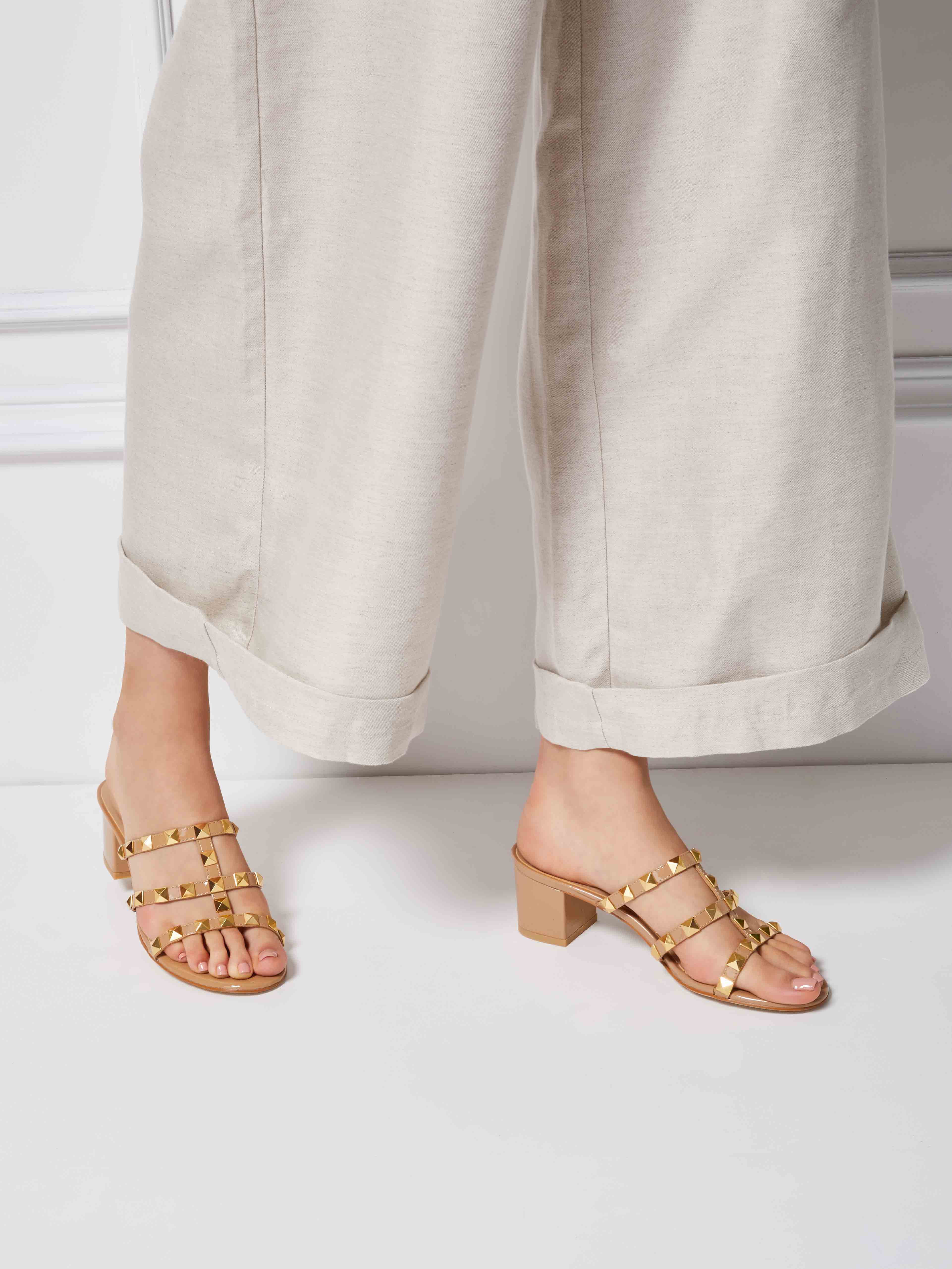 PAZZION, Dion Studded Slide Sandals, Nude