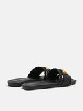 PAZZION, Dione Braided Horsebit Sandals, Black