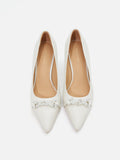 PAZZION, Dominique Pearls Pointed Toe Heels, Beige