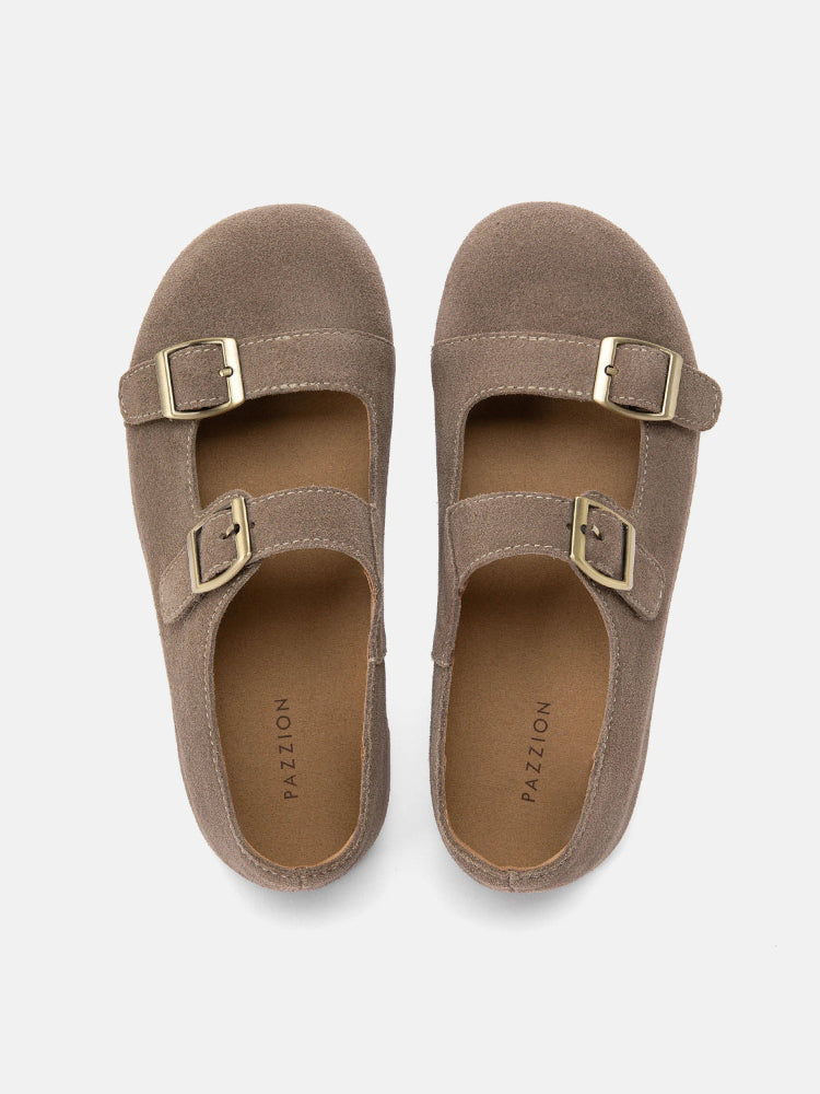 PAZZION, Dora Suede Mary Janes, Khaki